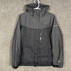 Columbia Interchange Jacket Mens Medium Black Hooded Omni-Tech Waterproof Rain
